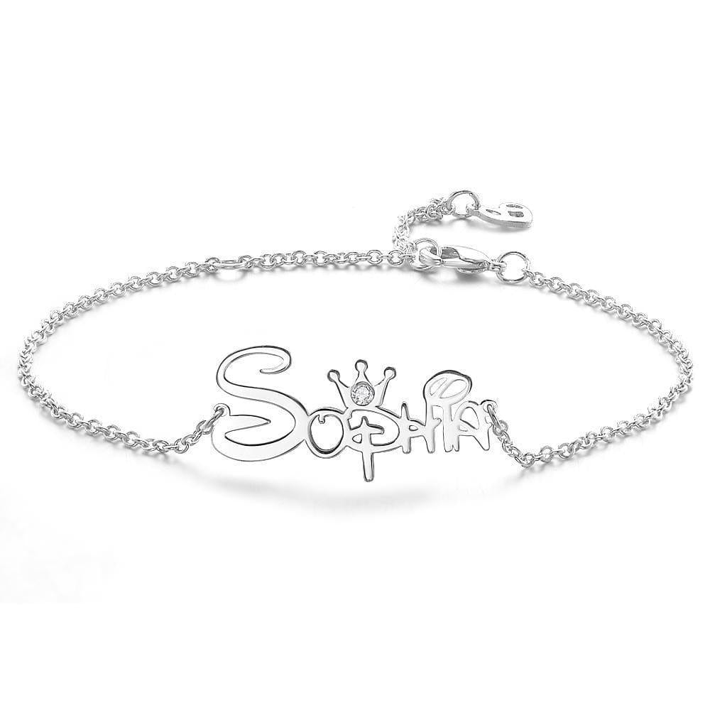 AntiqueAccesories silver Custom Name Bracelet Disney Princess Bracelet