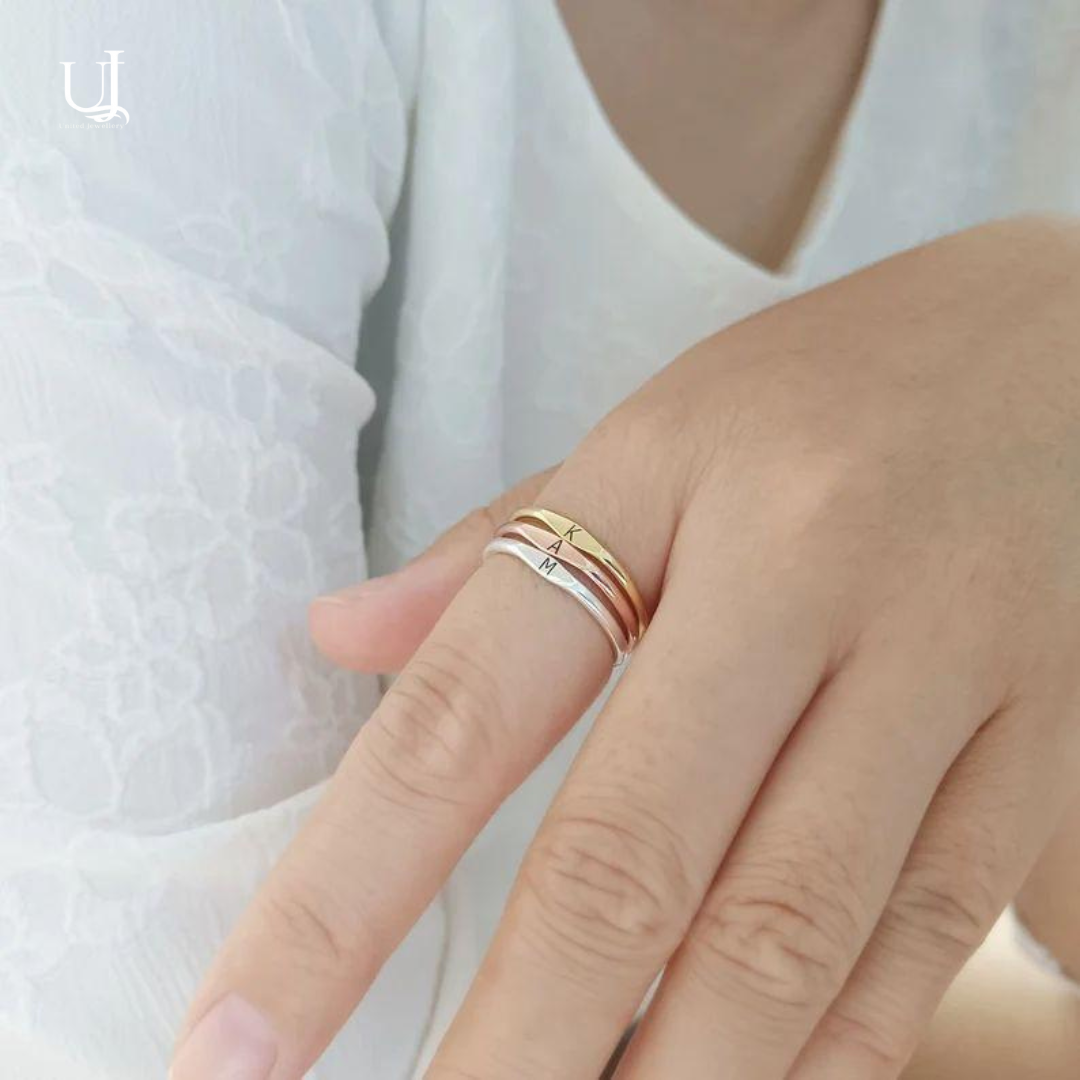 Personalized Inital Alphabet Stacking Ring