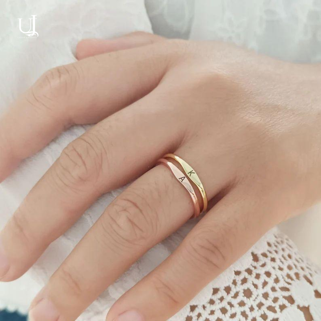 Personalized Inital Alphabet Stacking Ring