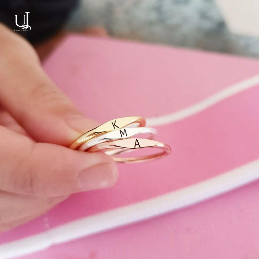 Personalized Inital Alphabet Stacking Ring