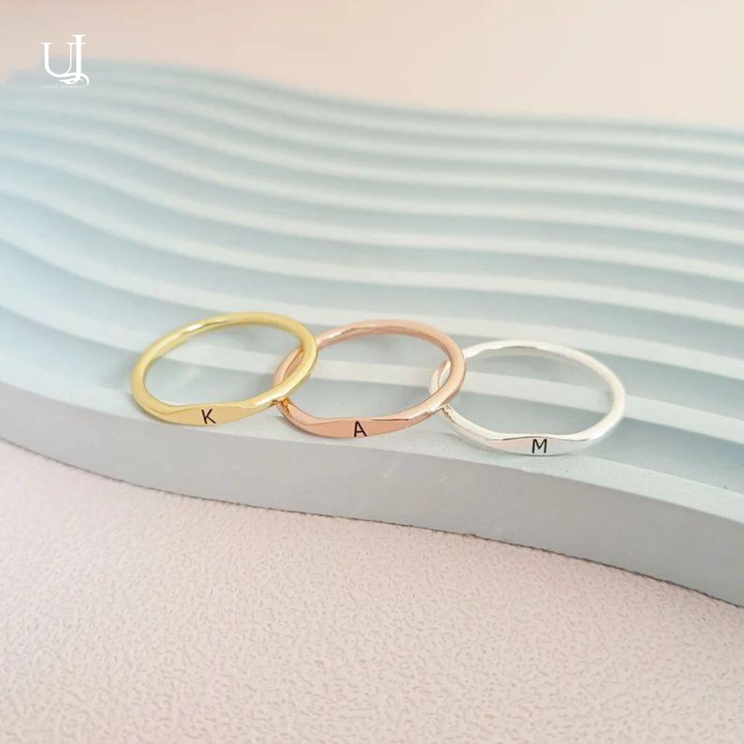 Personalized Inital Alphabet Stacking Ring