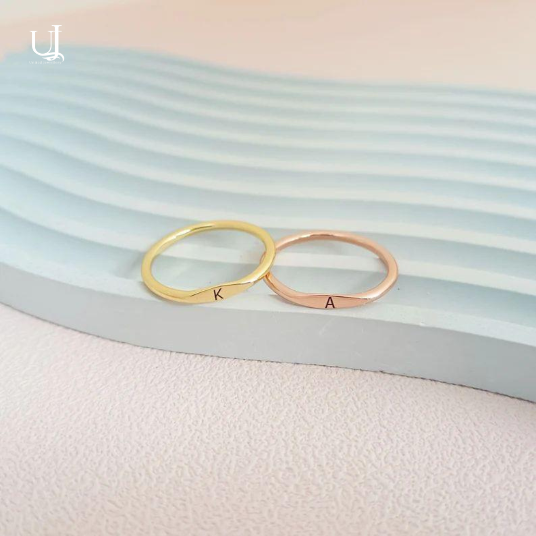 Personalized Inital Alphabet Stacking Ring