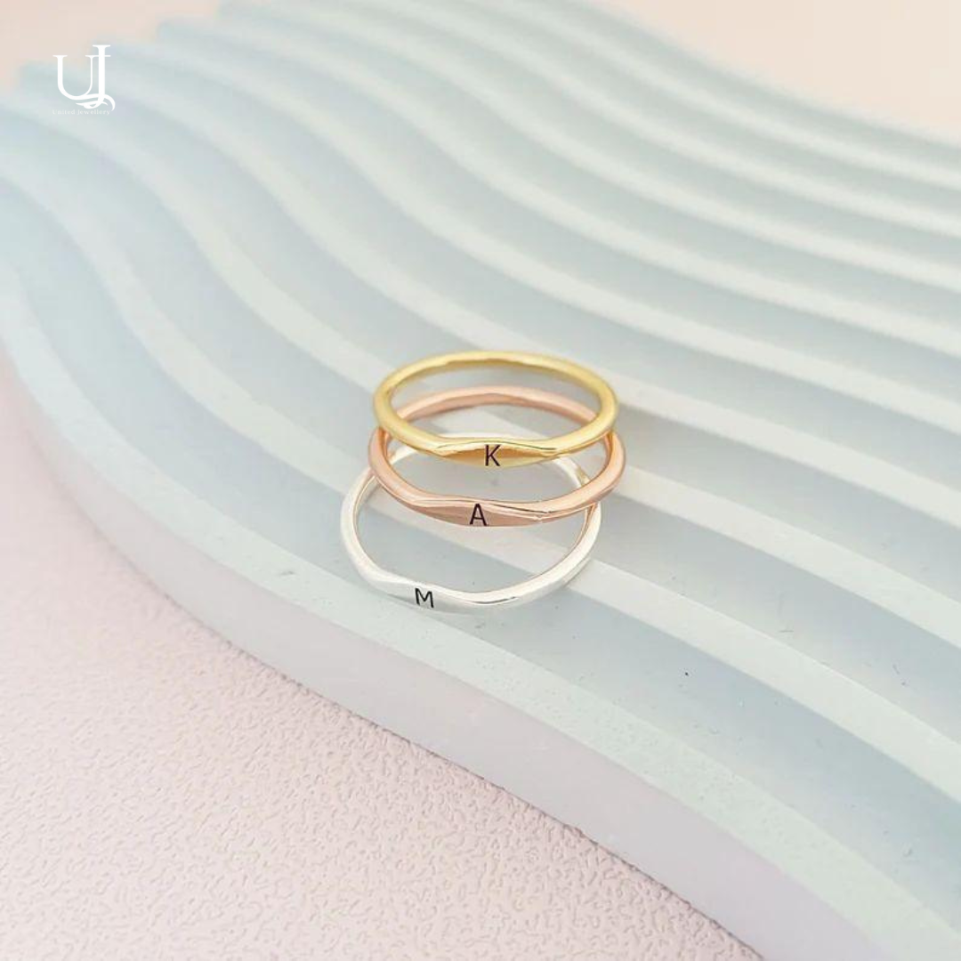Personalized Inital Alphabet Stacking Ring