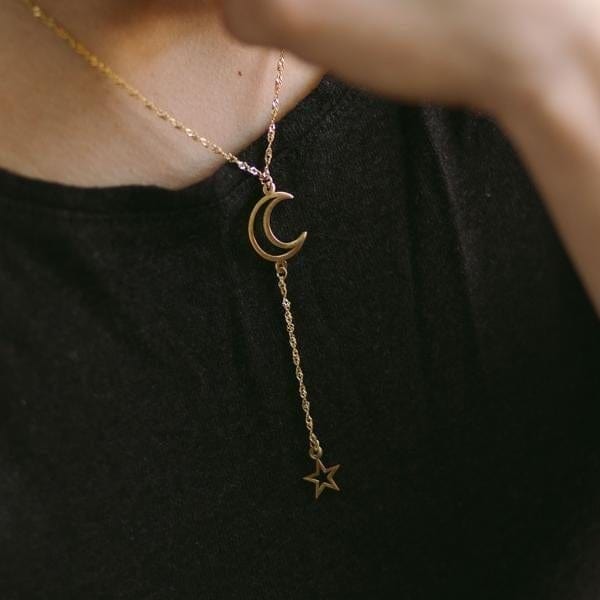 AntiqueAccesories Gold GALAXY LARIAT NECKLACE