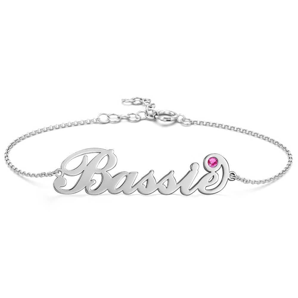 AntiqueAccesories silver Personalized Birthday Gift Name Bracelet